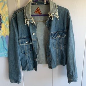 distressed cropped denim jacket